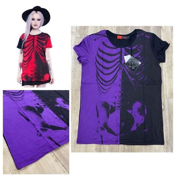 NWTs Iron Fist x Bat Royalty Bad to the Bone Tee in Black & Purple Size Small - Picture 1 of 7